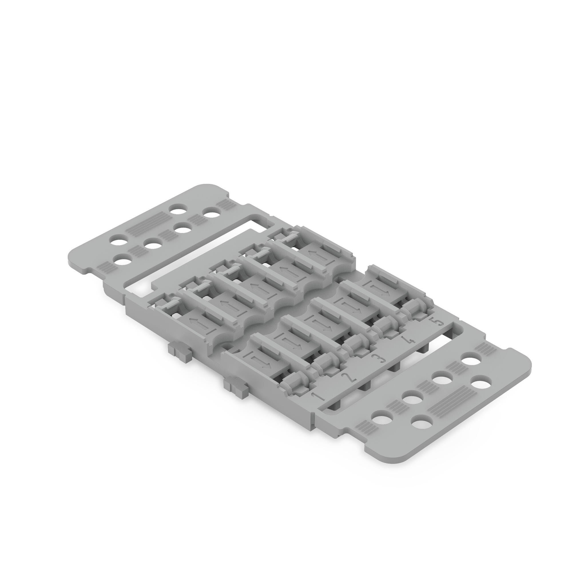 WAGO - Monteringsbrakett med strekkavlastning;5-veis;for Inline koblingsklemme med hendel;grå