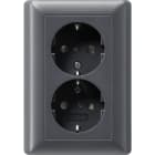 GIRA - Stikk dobbel m/jord BV. antrasitt