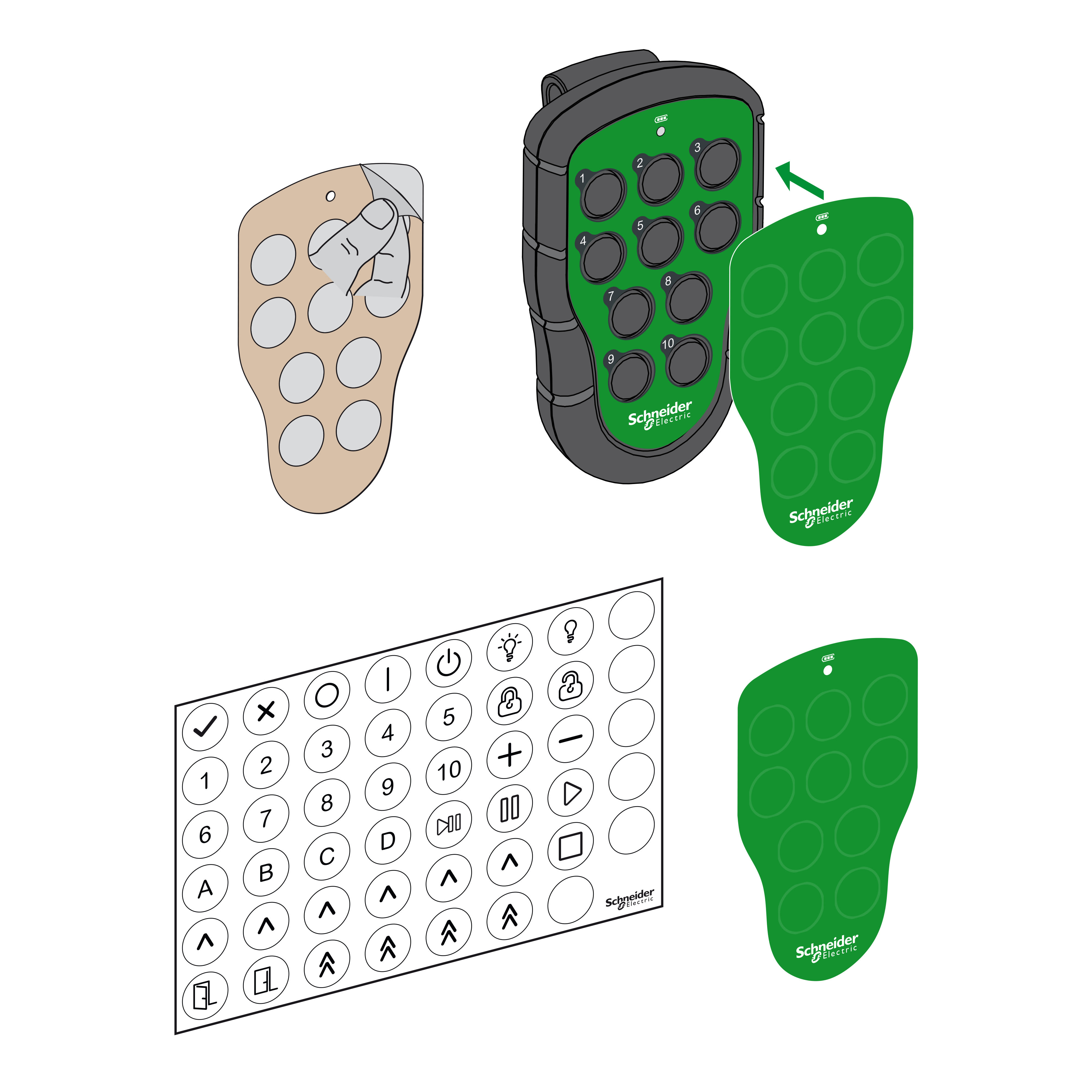 Schneider Electric - Harmony pocket remote dekalset for trådløs sender som inneholder ark med 40 ikoner