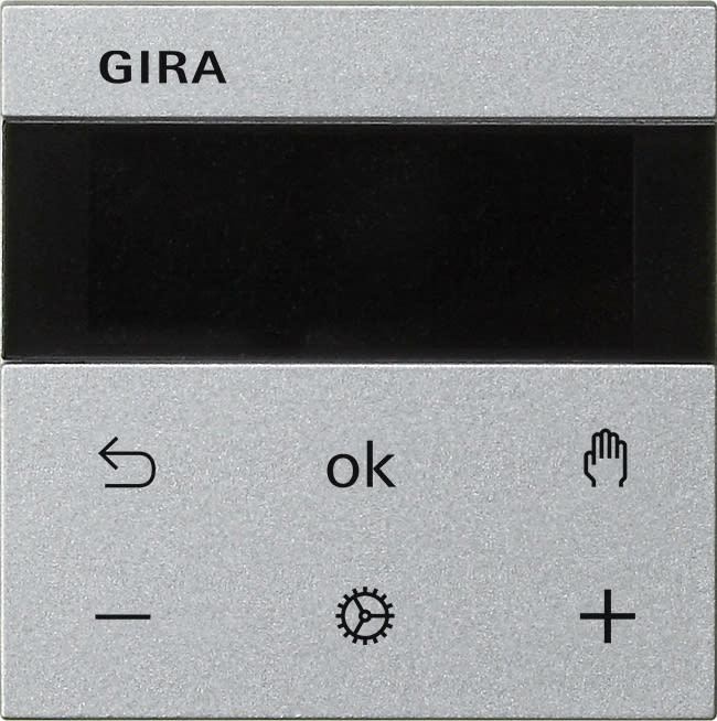 GIRA - S3000 termostat med display og Bluetooth System 55 aluminiumsfarget