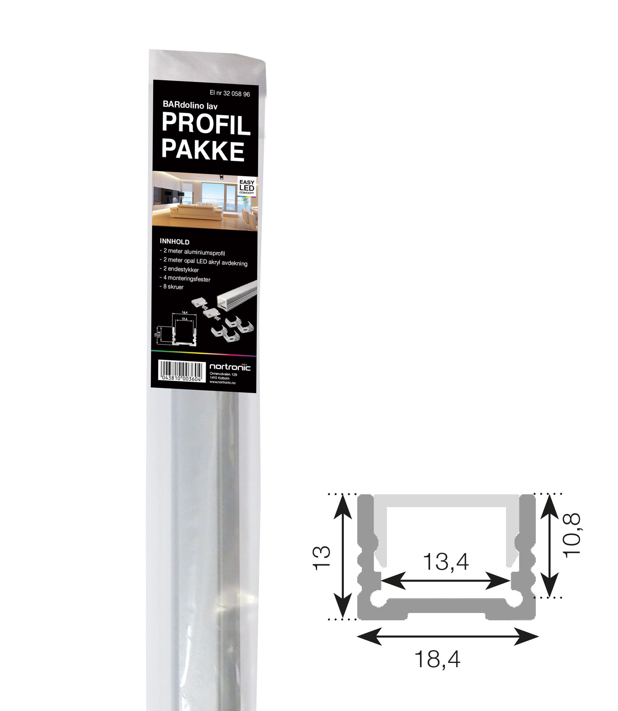 Barthelme - Alu Profilpakke lav opal 2m