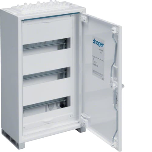 Hager - univers ip44 modulærskap, påvegg, kl.II, 3-rader, 1-felt , 36-modulplasser, 400V AC, 125A