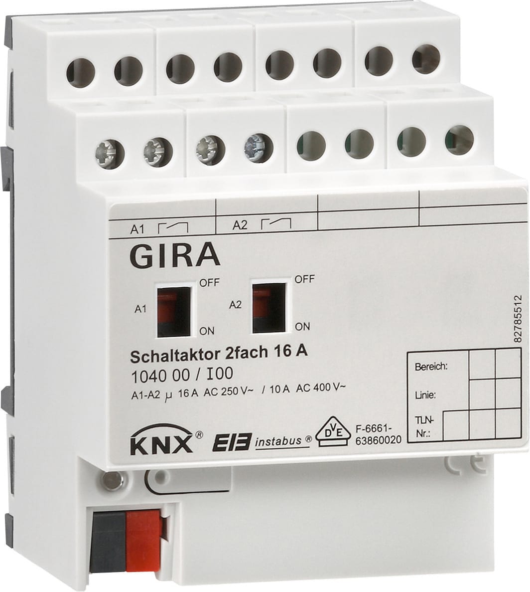 GIRA - KNX Relémodul 2x 16 A  tavlemontert