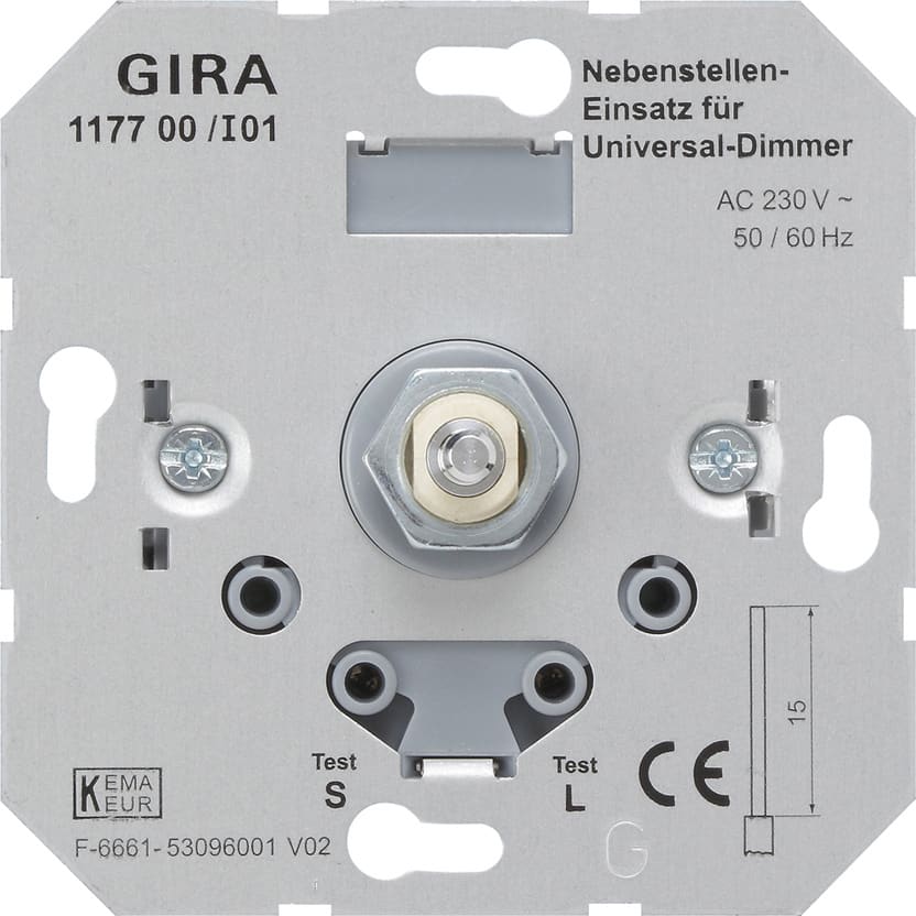 GIRA - Dimmerinnsats tilkobling til dimmerinnsats universal 420W GI117600 og påmontering av trykk/vri front