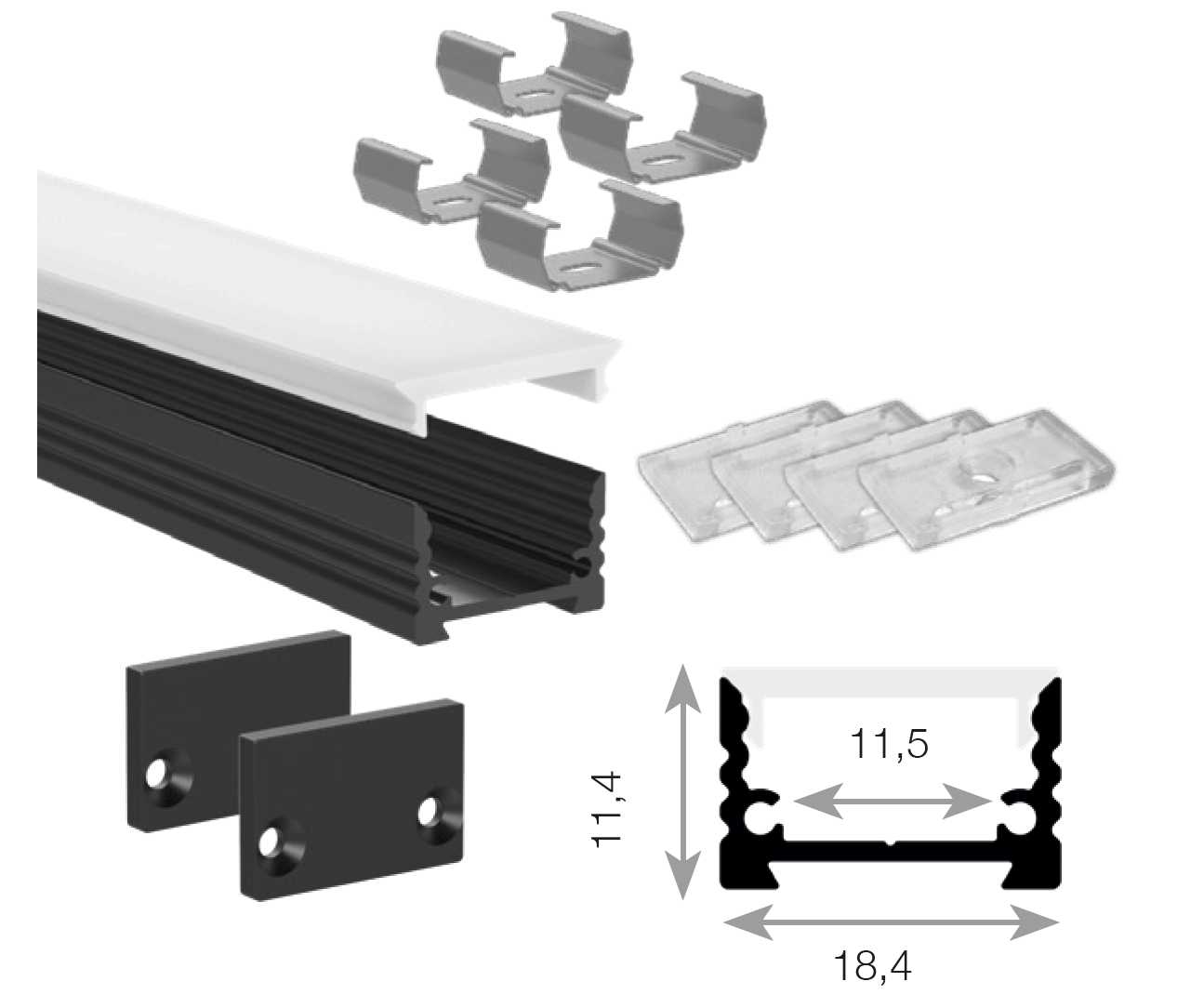 Nortronic - ALU profilpakke Edge ELC lav