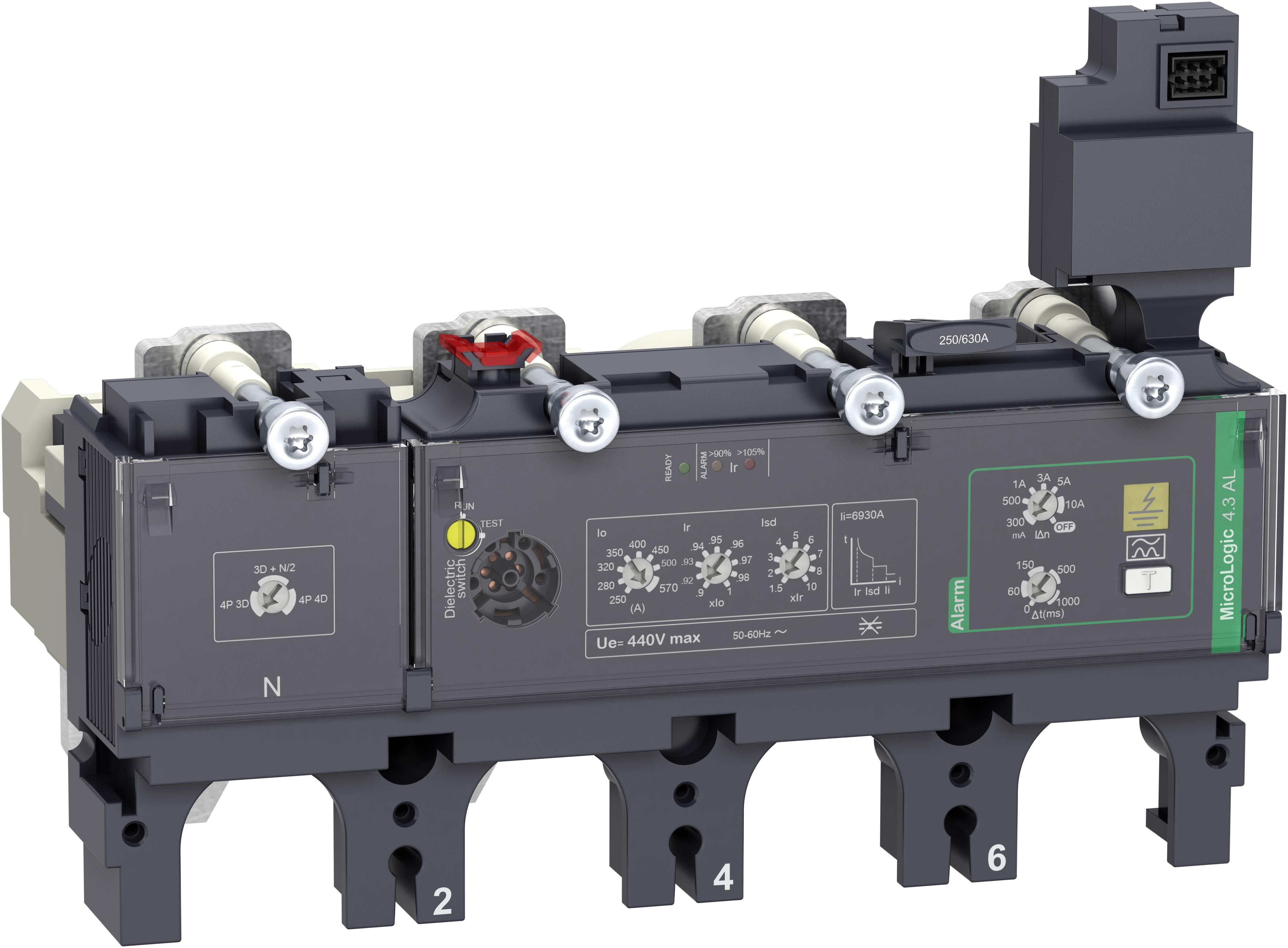 Schneider Electric - Vern for Effektbryter ComPacT NSX400-630-energimåling-jordfeilalarm-Micrologic 7.3EAL 400A 3p
