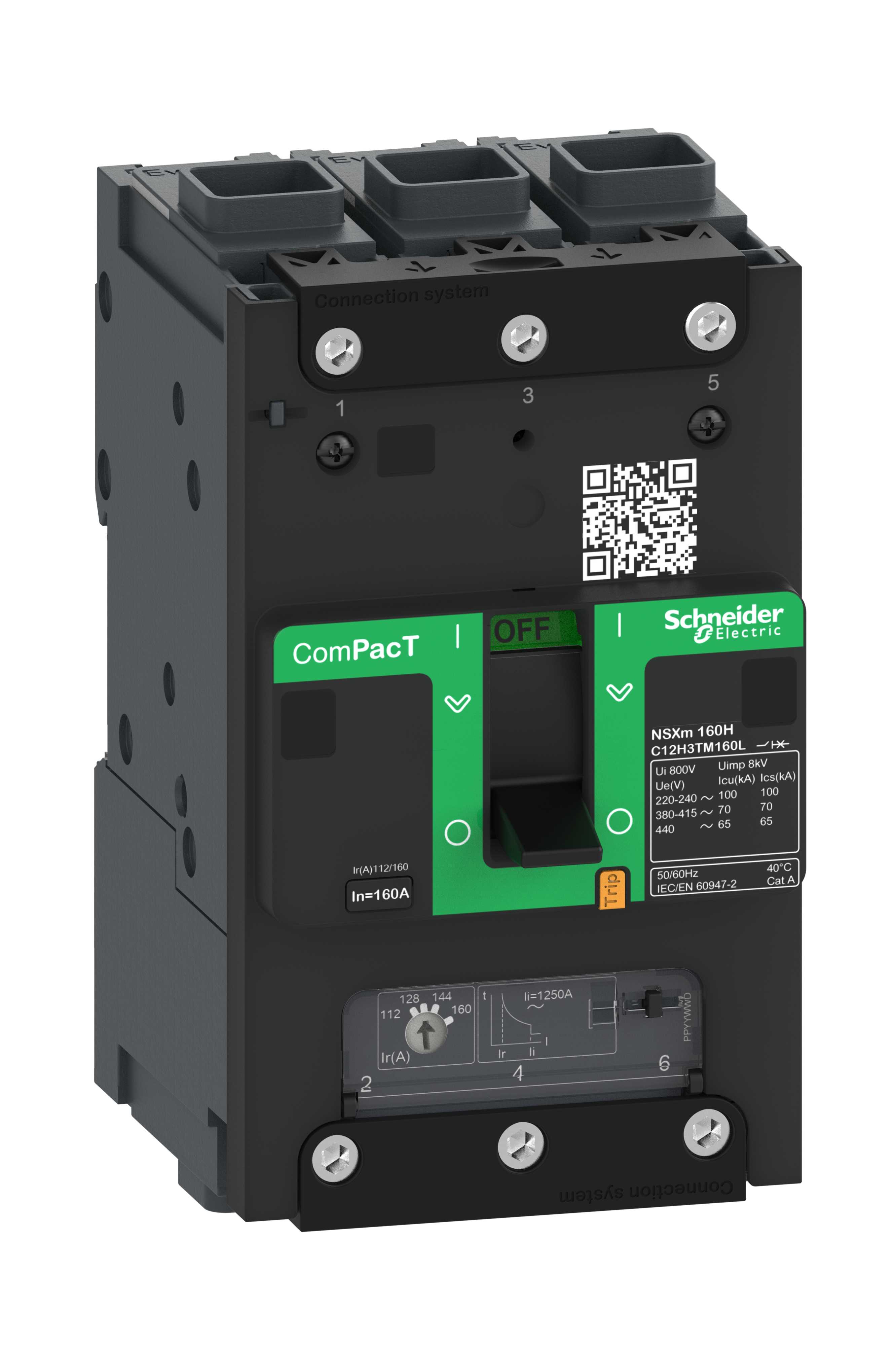 Schneider Electric - Effektbryter ComPacT NSXm H 100kA/230V 70kA/400V-med termomagnetisk vern-TM40D 3p Everlink 40A