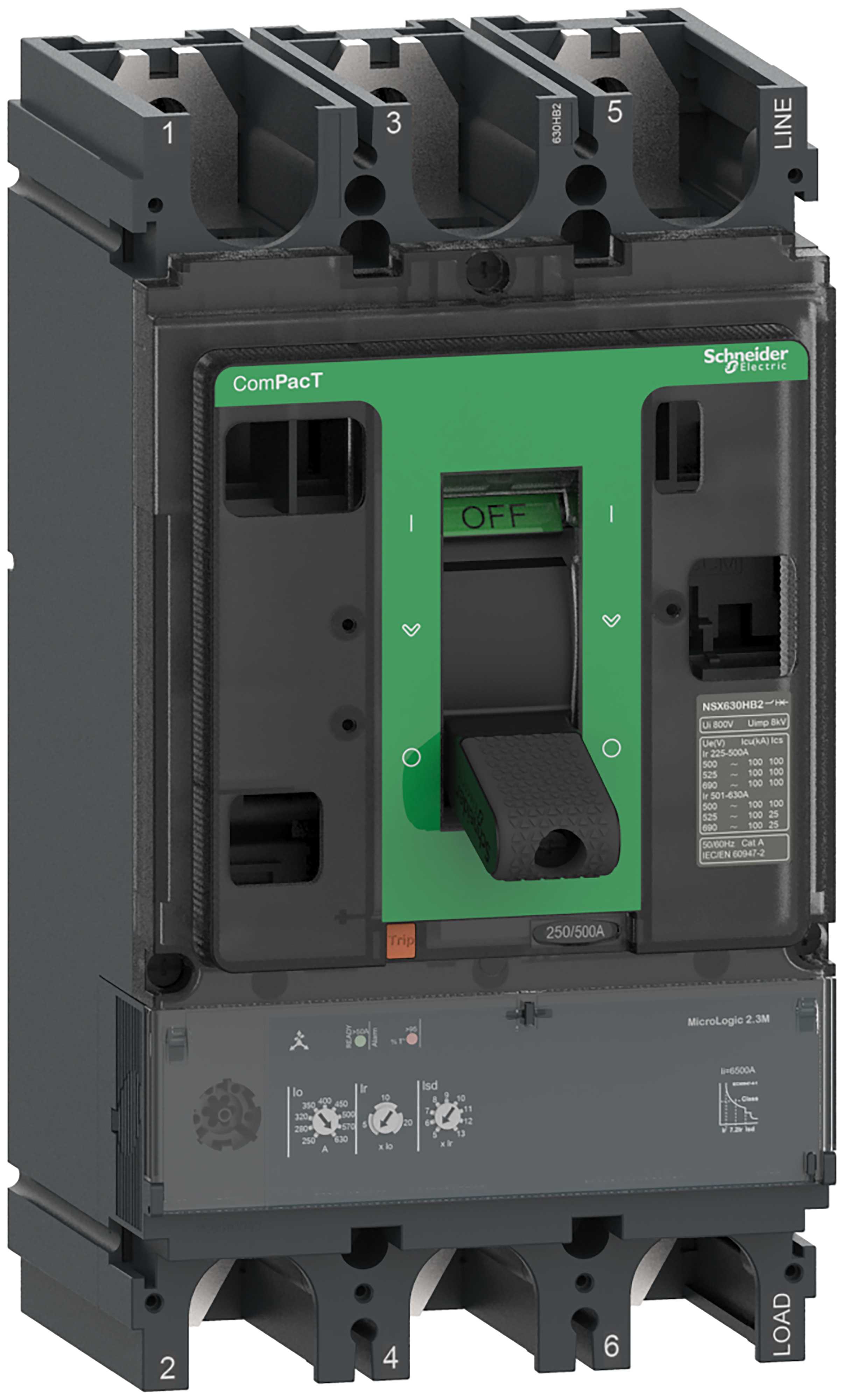 Schneider Electric - NSX630HB1 M.logic 2,3M 500A 3P C63V32M500