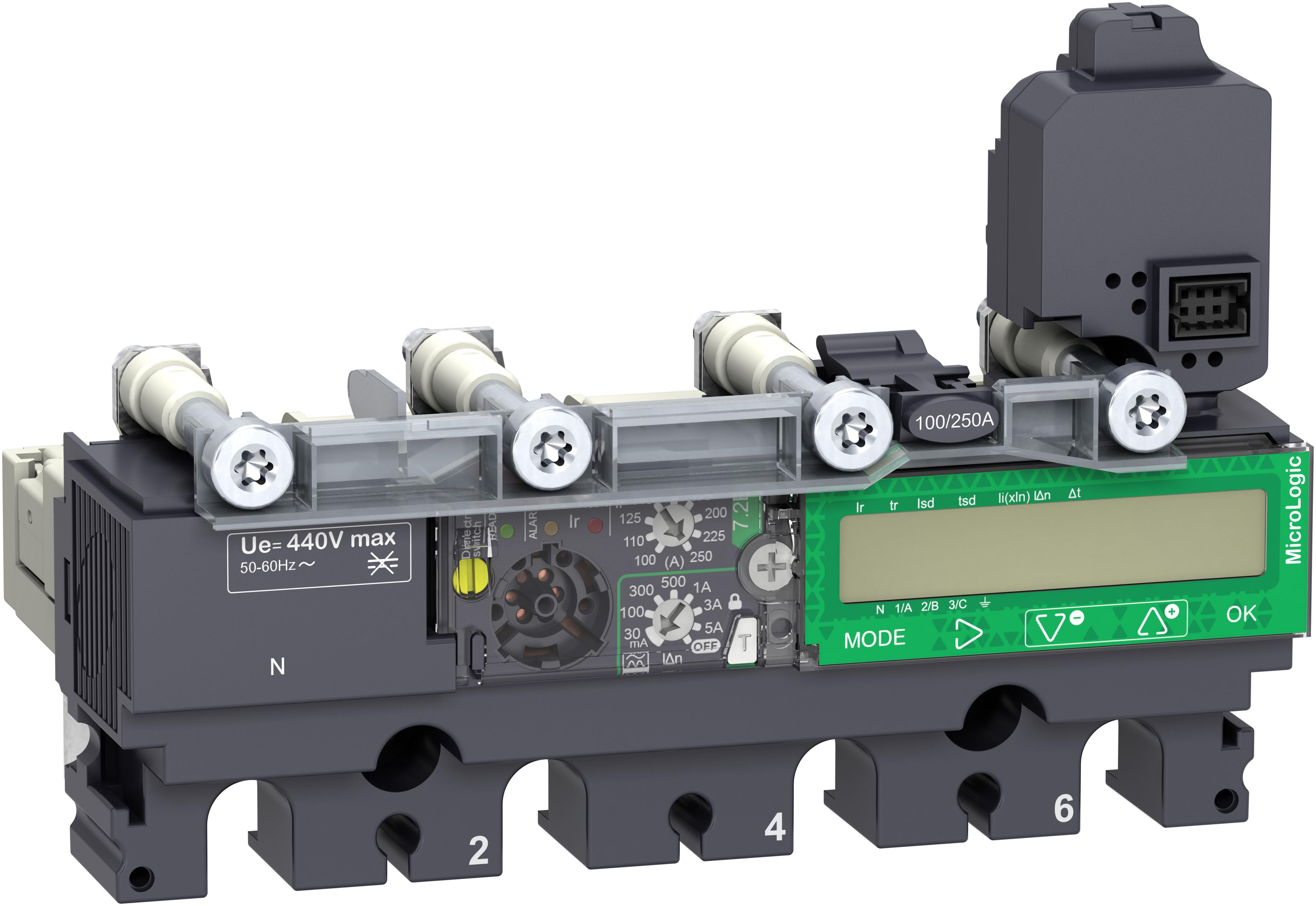 Schneider Electric - Vern for Effektbryter ComPacT NSX100-250-elektronisk-måling-jordfeilalarm-Micrologic 7.2EAL 250A 4p