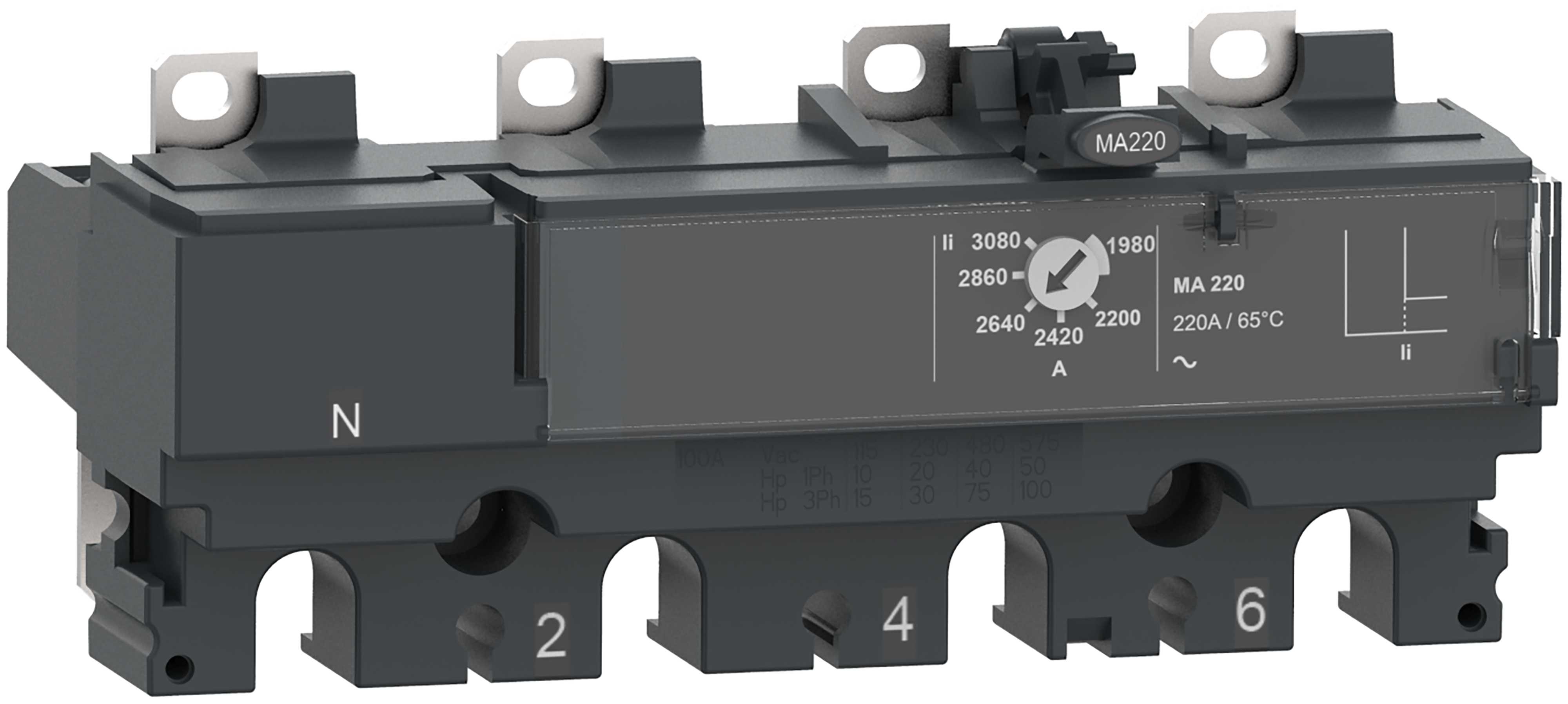 Schneider Electric - Kortsluttningsvern for ComPacT NSX250 effektbryter MA220 4P4T 220A