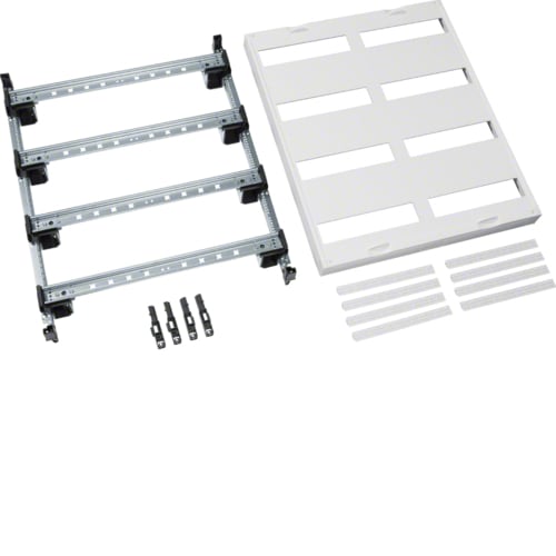 Hager - univers N kit, til univers skap, din-skinner 4x2x12 mod - 96 mod, slisset deksel, h600xb500 mm
