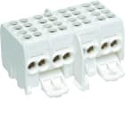 Hager - Koblingsstykke for din-skinne, 4-pol, 80A, 10mm2 m. hylse, 16mm2 pn, 25mm2 rund, 16 terminaler, ip20