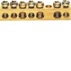 Hager - Jordingsskinne, messing, 7 stk 1,5 til 16mm2 tilkoblinger (3x16+4x10), lengde 49mm