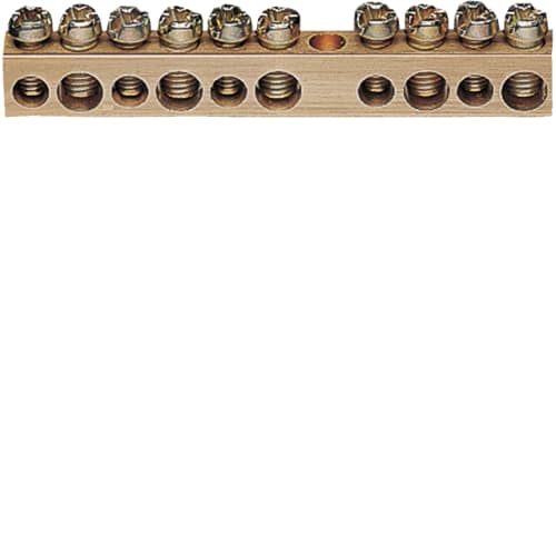 Hager - Jordingsskinne, messing, 10 stk 1,5 til 16mm2 tilkoblinger (5x16+5x10), lengde 67mm