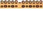 Hager - Jordingsskinne, messing, 11 stk 1,5 til 16mm2 tilkoblinger (5x16+6x10), lengde 73mm