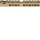 Hager - Jordingsskinne, messing, 11 stk 1,5 til 25mm2 tilkoblinger (1x25+5x16+5x10), lengde 85mm