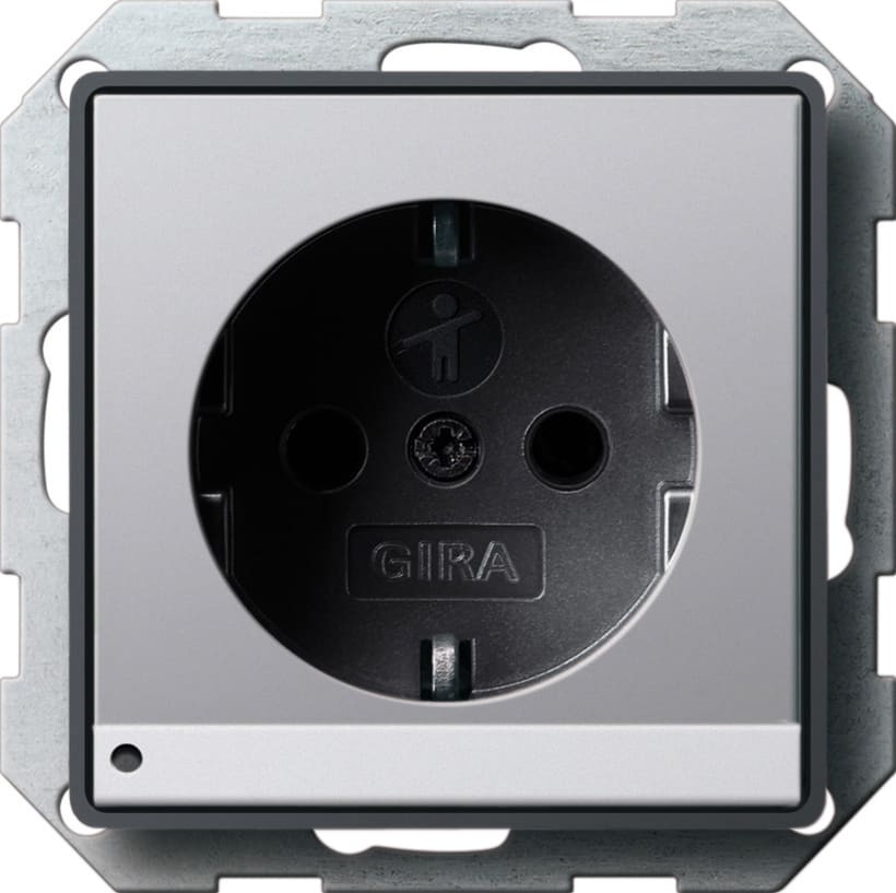 GIRA - Stikkontakt BS LED belysning Gira E22 Aluminium (lakkert)