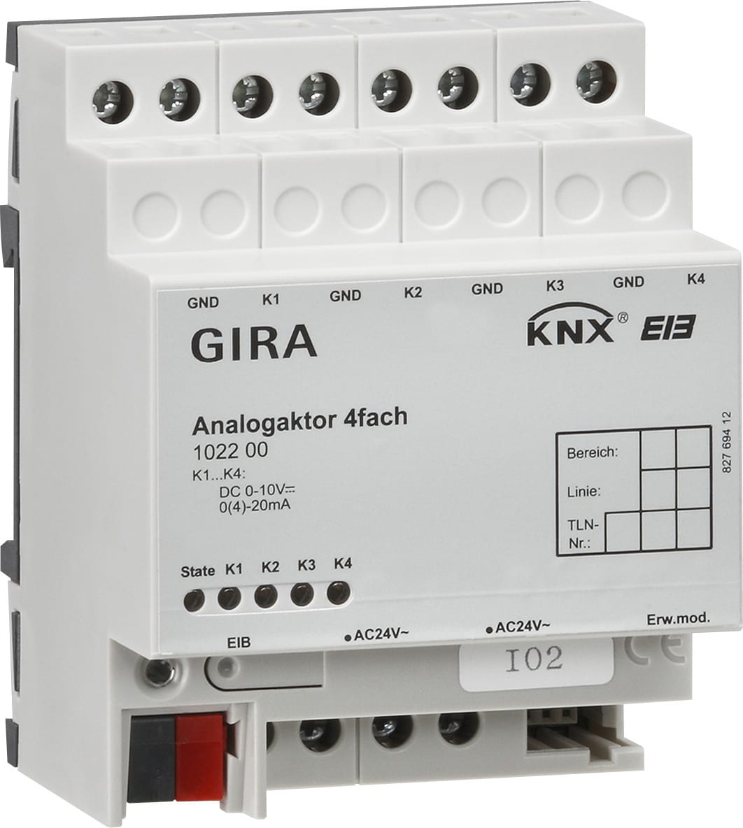 GIRA - KNX Persiennerelé 4x kanaler tavlemontert