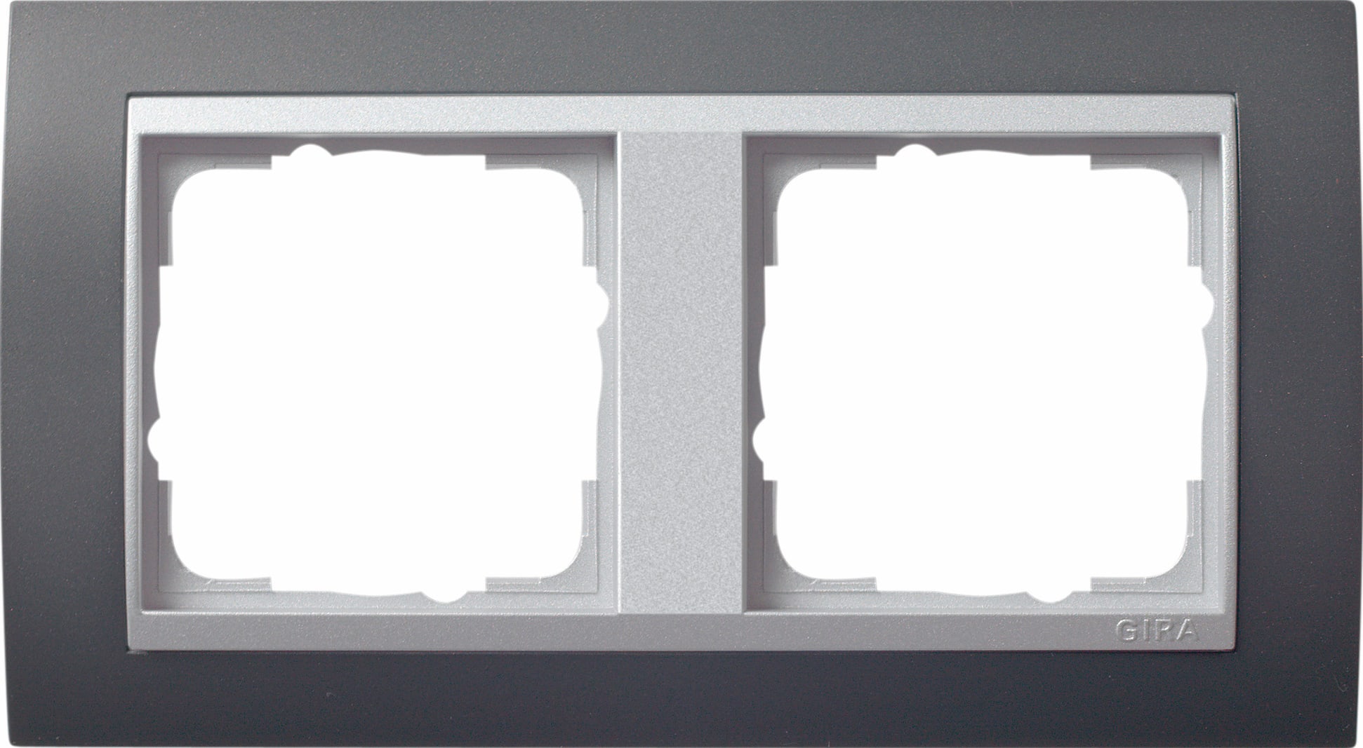 GIRA - Ramme Event antrasitt med alu-farget mellomramme 2 hull