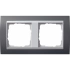 GIRA - Ramme Event antrasitt med alu-farget mellomramme 2 hull