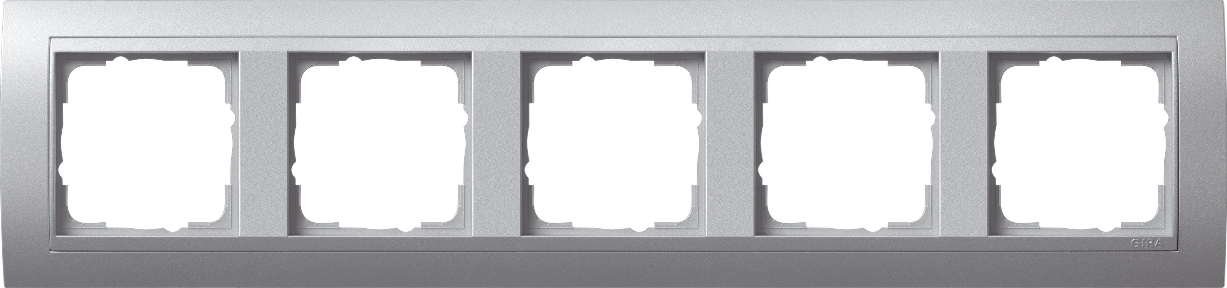 GIRA - Ramme Event alu-farge med alu-farget mellomramme 5 hull