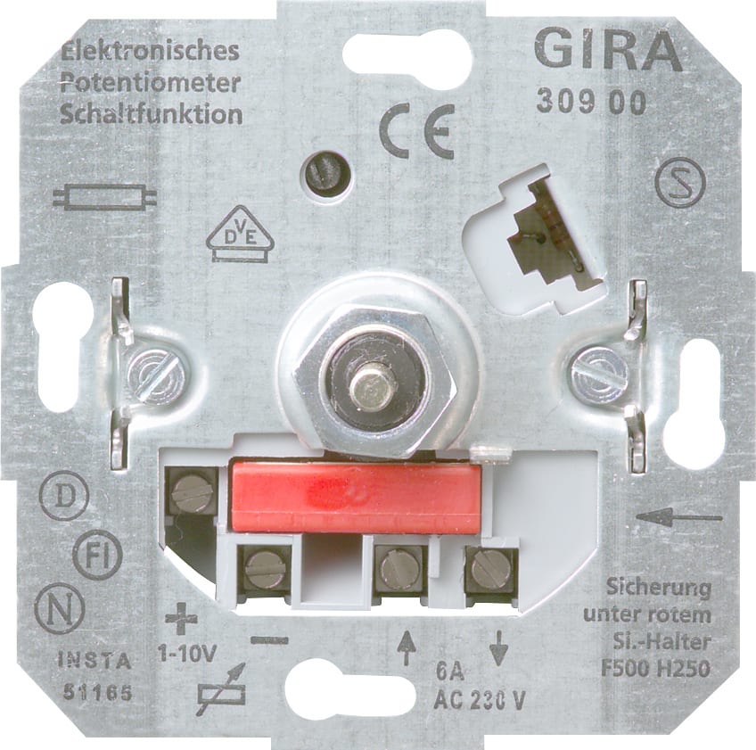 GIRA - Dimmerinnsats for dimming av 1-10V forkoblinger og påmontering av trykk/vri front