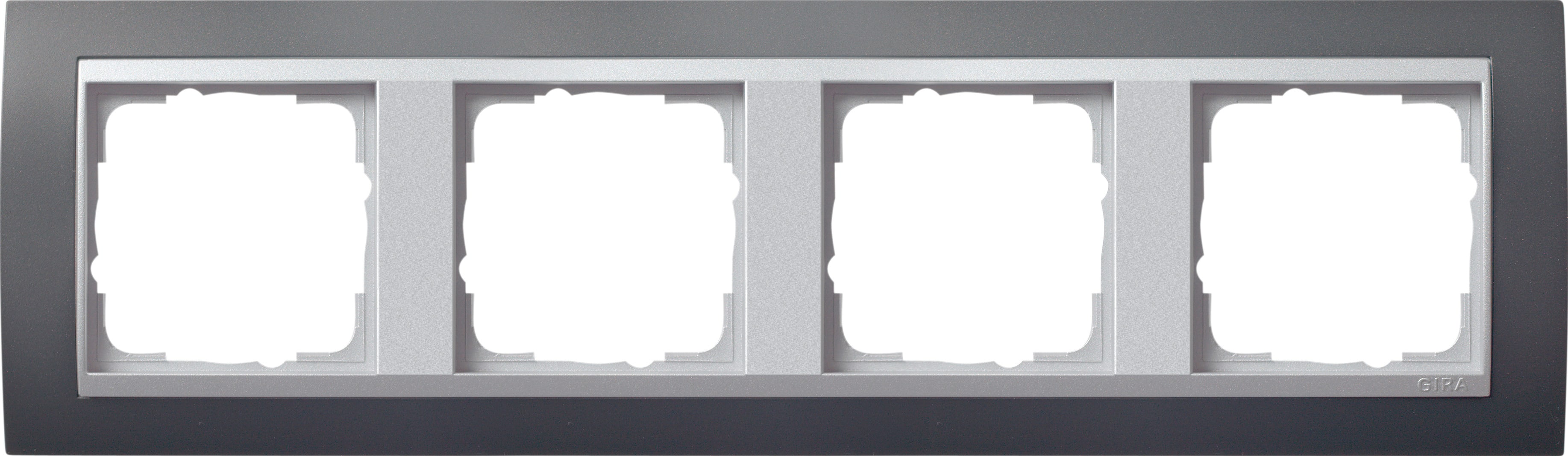 GIRA - Ramme Event antrasitt med alu-farget mellomramme 4 hull