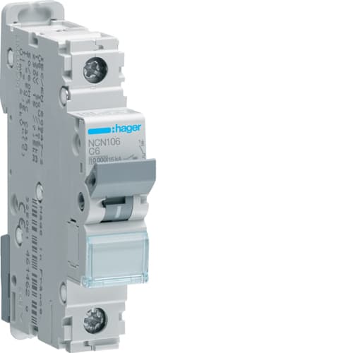 Hager - Automatsikring 1x6A, C-kar, 10/ 15kA
