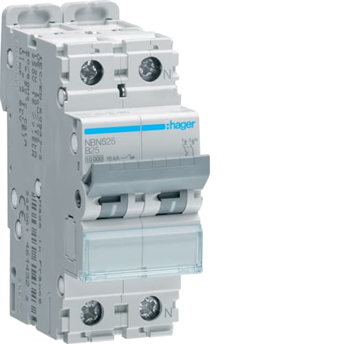 Hager - Automatsikring 1+N25A B-kar 10kA