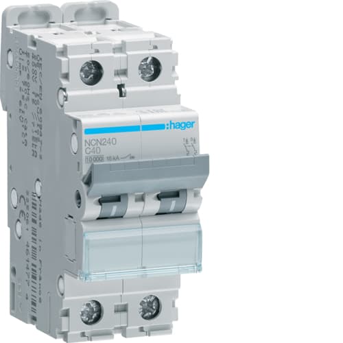 Hager - Automatsikring 2x40A, C-kar, 10/ 15kA