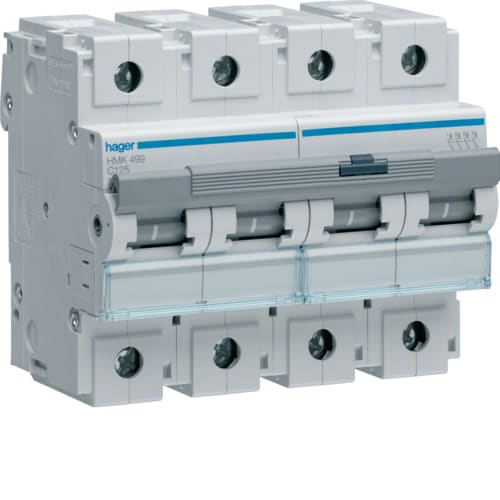 Hager - Effekt automatsikring, 4-pol 125A, C-kar, 30kA, 400VAC, 6 modul