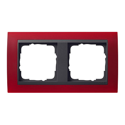 GIRA - Ramme Event Opak rød med antrasitt mellomramme 2 hull
