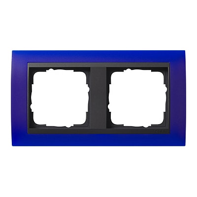 GIRA - Ramme Event Opak blå med antrasitt mellomramme 2 hull