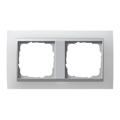 GIRA - Ramme Event Opak hvit med alu-farget mellomramme 2 hull