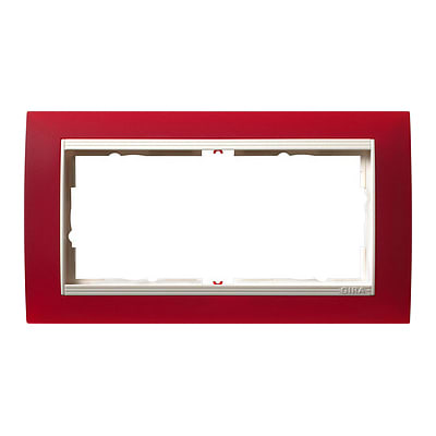 GIRA - Ramme Event Opak rød med hvit mellomramme 2 hull åpen