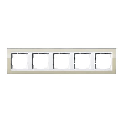 GIRA - Ramme Event Klar sand med hvit mellomramme 5 hull