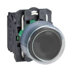 Schneider Electric - Trykknapp komplett med fjærretur og trykflate i sort farge med gjennomsiktig silikonkappe 1xNO