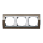 GIRA - Ramme Event Klar brun med alu-farget mellomramme 3 hull