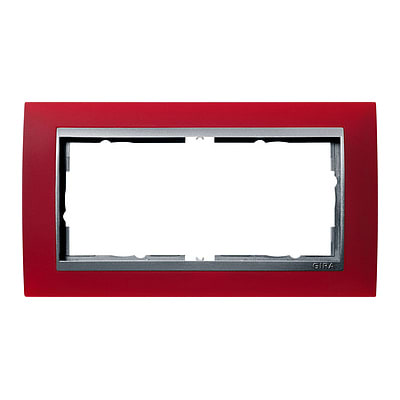 GIRA - Ramme Event Opak rød med alu-farget mellomramme 2 hull åpen