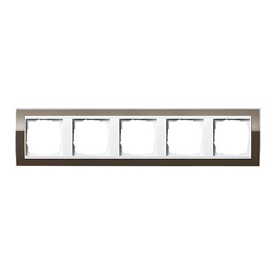 GIRA - Ramme Event Klar brun med hvit mellomramme 5 hull