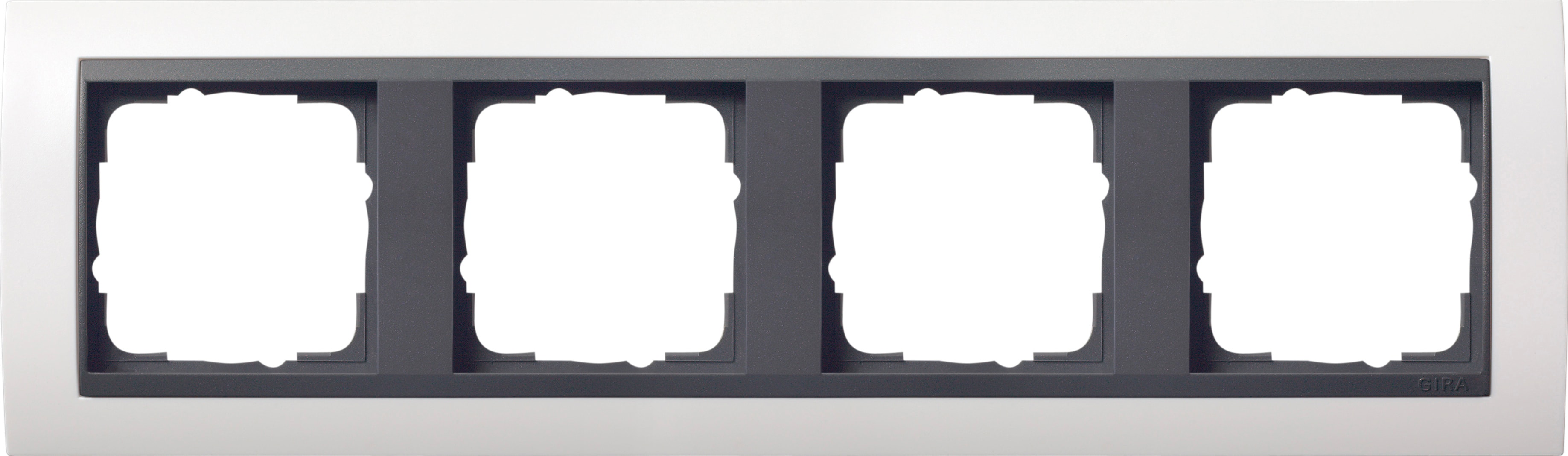 GIRA - Ramme Event hvit silkematt med antrasitt mellomramme 4 hull