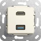 Function - HDMI, USB 3.0 A han/hun-overgang Innsats kremhvit