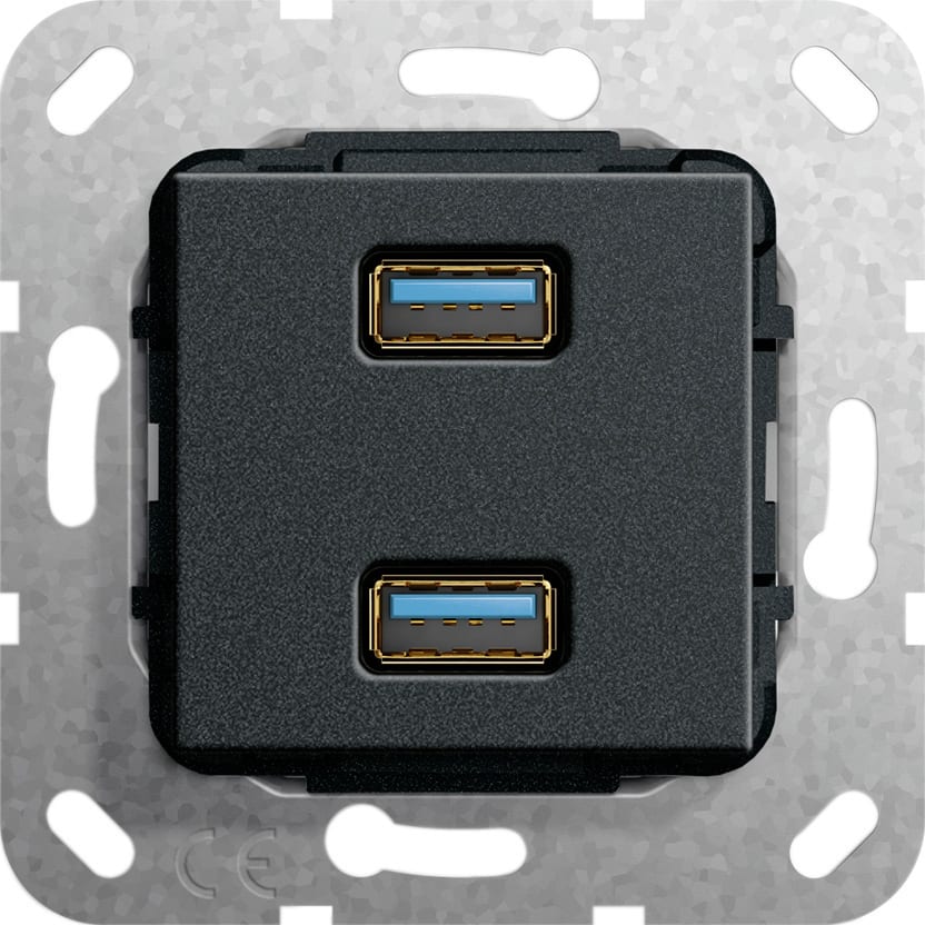 Function - USB 3.0 A 2x Overgangskabel Innsats svart matt
