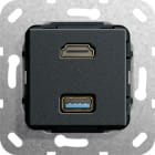 Function - HDMI, USB 3.0 A han/hun-overgang Innsats svart matt