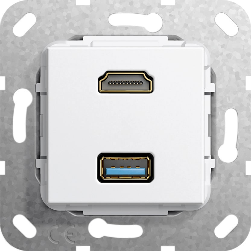 Function - HDMI, USB 3.0 A Overgangskabel Innsats hvit