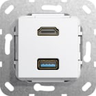 Function - HDMI, USB 3.0 A Overgangskabel Innsats hvit