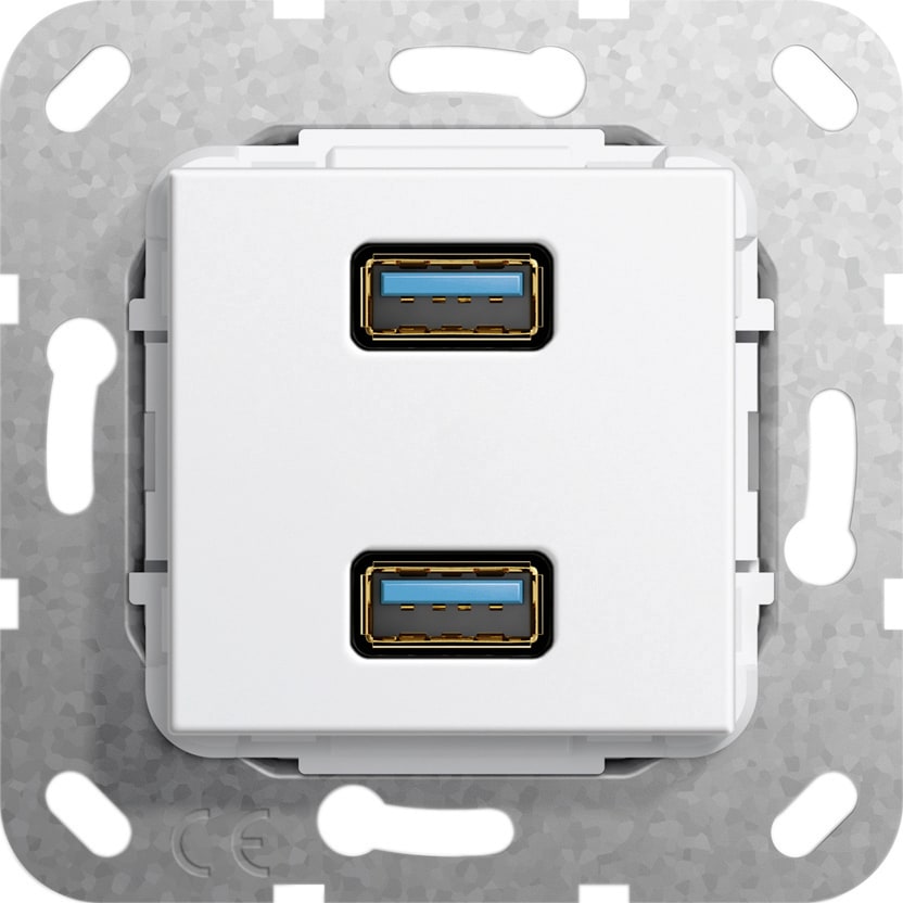 Function - USB 3.0 A 2x Uttak Overgangskabel Innsats hvit