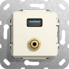 Function - USB 3.0 A, mini jack Overgangskabel Innsats kremhvit