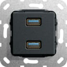 Function - USB 3.0 A 2x han/hun-overgang Innsats svart matt