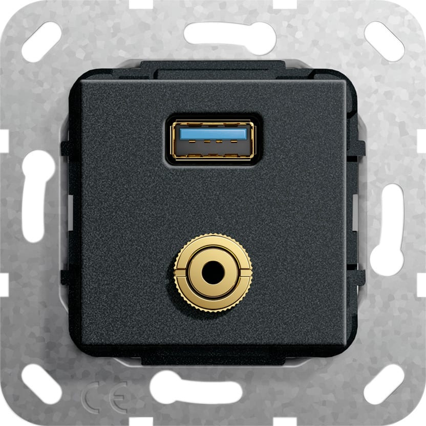 Function - USB 3.0 A, mini jack Overgangskabel Innsats svart matt